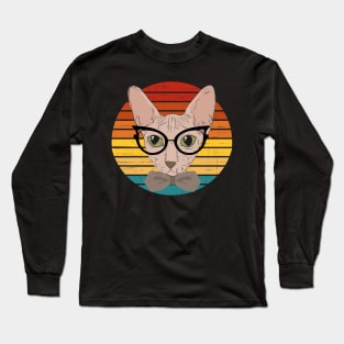 Funny cat face with funky glasses Long Sleeve T-Shirt